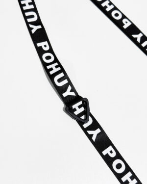 POHUY Strap — a black lanyard with a white logo and a carabiner